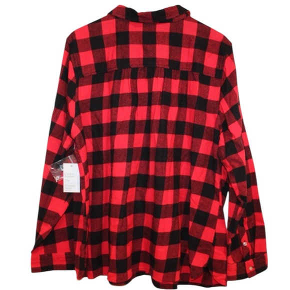 CROFT & BARROW NWT Plaid Flannel Shirt in Red/Black Size PXXL — PETITE XXL — NWT - Picture 3 of 9